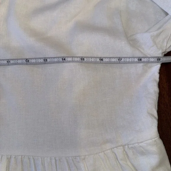MAEVE Women's Linen Edition The Bettina Tiered White Mini Shirt Dress Size Small - Picture 11 of 12